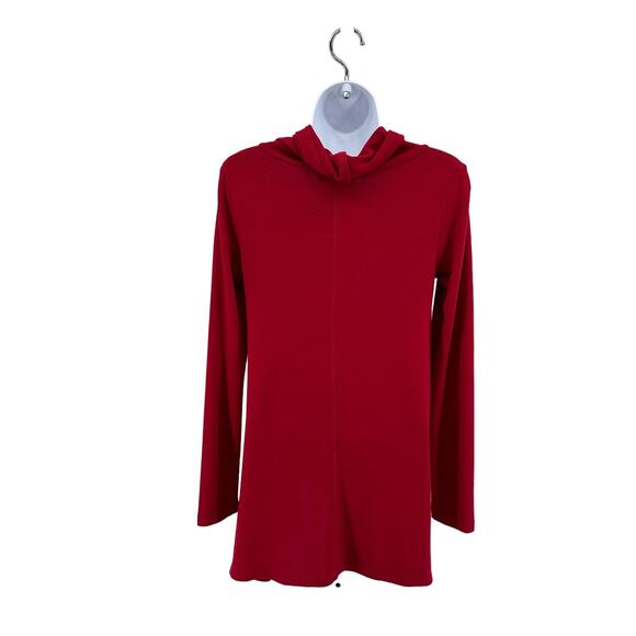 Karen Kane Red Cowl Neck Handkerchief Asymmetric Hem Tunic Sweater Womens Small - Picture 5 of 9